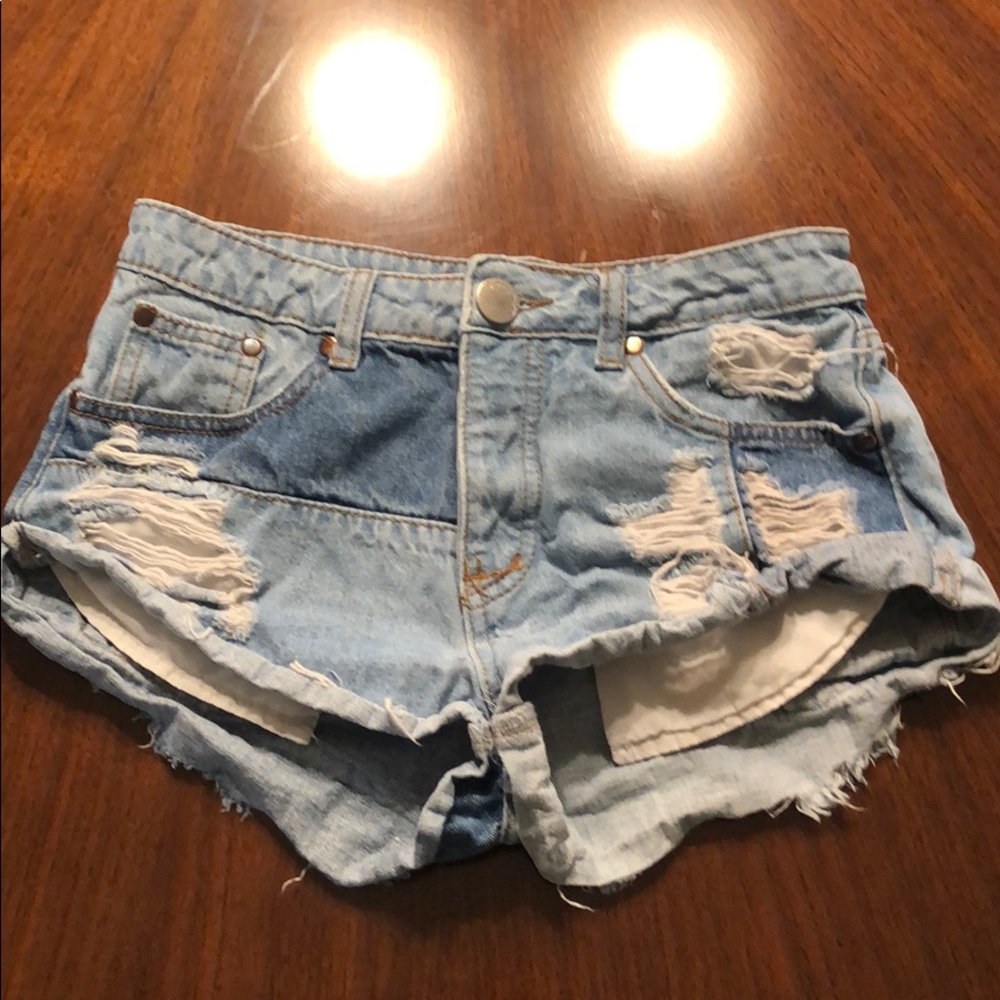 Ripped jean shorts